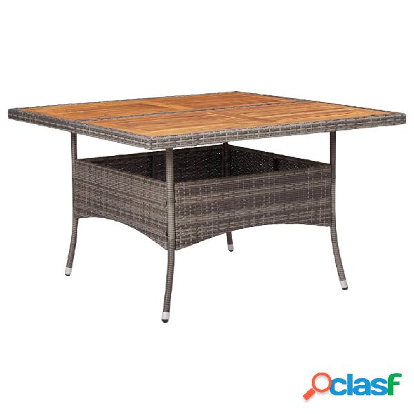 vidaXL Tavolo da Pranzo Esterno Grigio Polyrattan e Massello