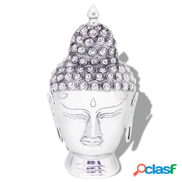 vidaXL Testa di Buddha Decorazione in Alluminio Argento