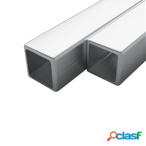 vidaXL Tubi in Acciaio Inox Sezione Quadrata 2 pz V2A 2m