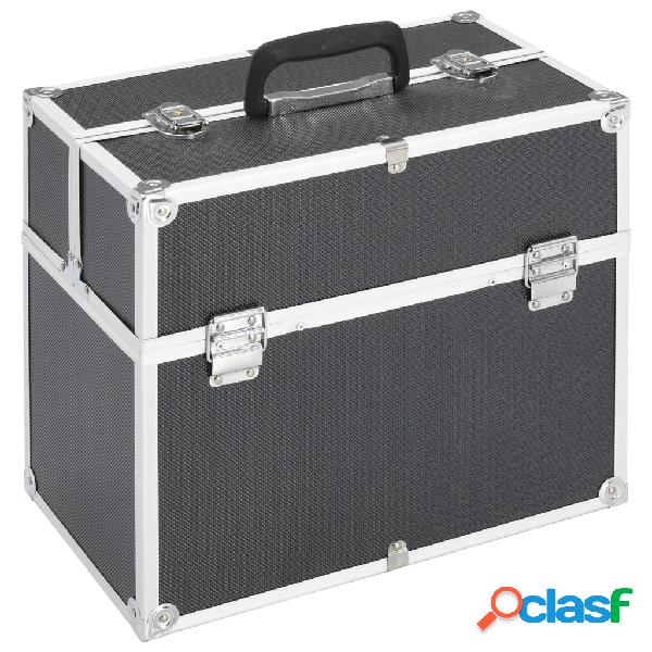 vidaXL Valigia per Cosmetici 37x24x35 cm Nera in Alluminio