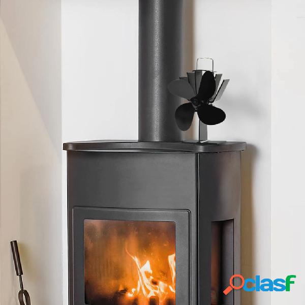 vidaXL Ventilatore per la Stufa con 4 Pale Nero