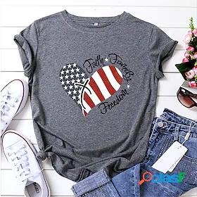 womens american flag print t-shirt 4th of july patriotic