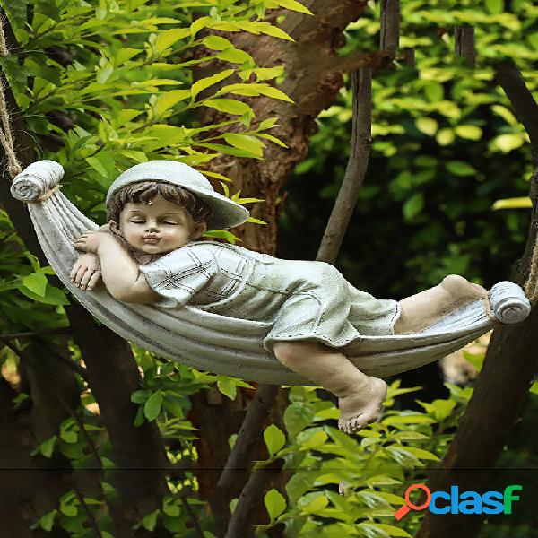 1 PC Creative Cute Resin Lying Boy Casual Girl Statue Garden