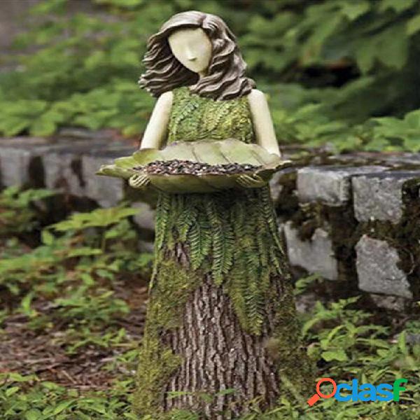 1 PC Forest Girl Stump Type Sherwood Fern Fairy Statuary