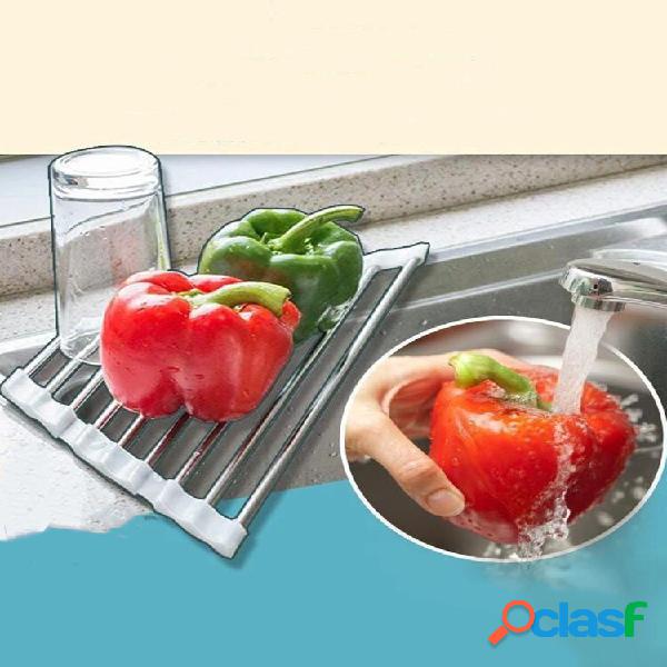 1 PC Triangle Dish Drying Rack For Sink Corner Roll Up Caddy