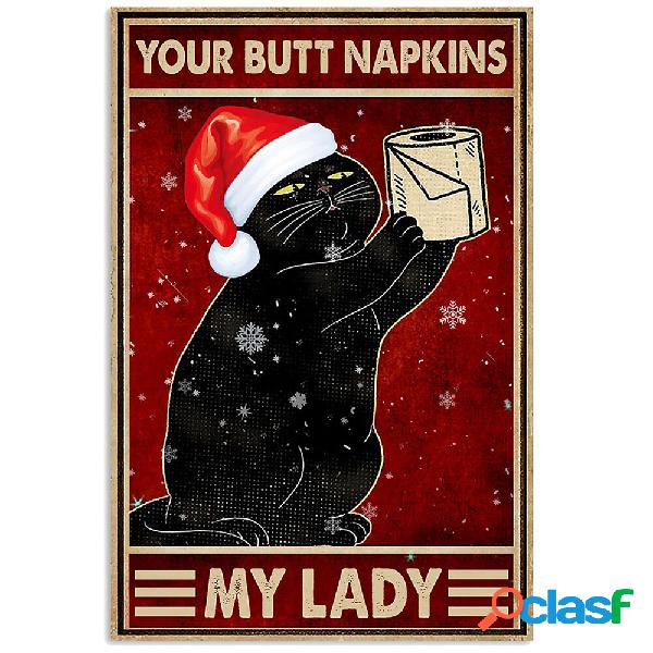 1 Pc Black Cat With Hat Pattern Christmas Series Canvas