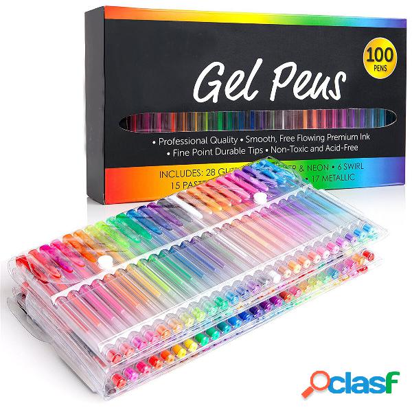 100 Pcs Gel Pen Set Colored Gel Pens WaterColoring Pen Gifts
