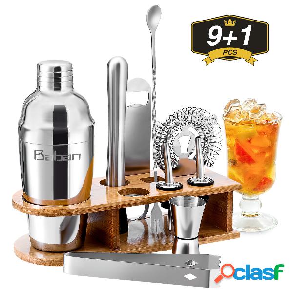 10PCS Bartender Kit with Stand Cocktail Shaker Set Bar with