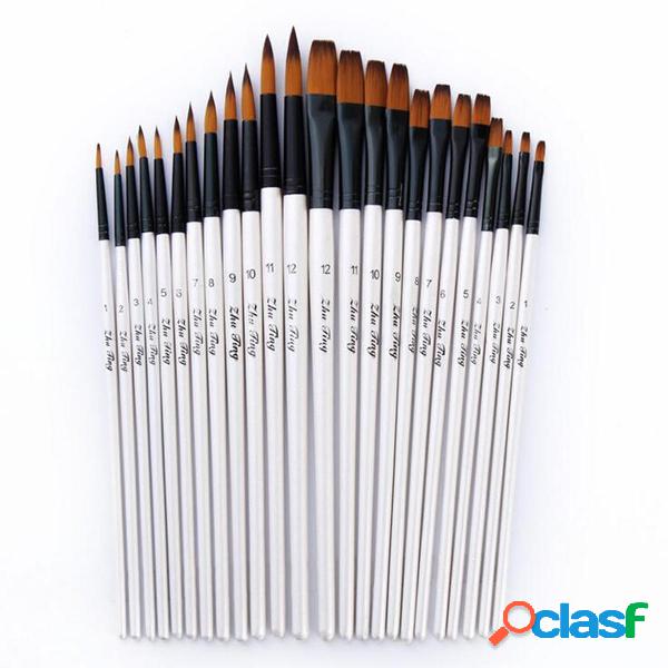 12 Pcs Nylon Hair Wooden Handle Painting Brush Pen Set For