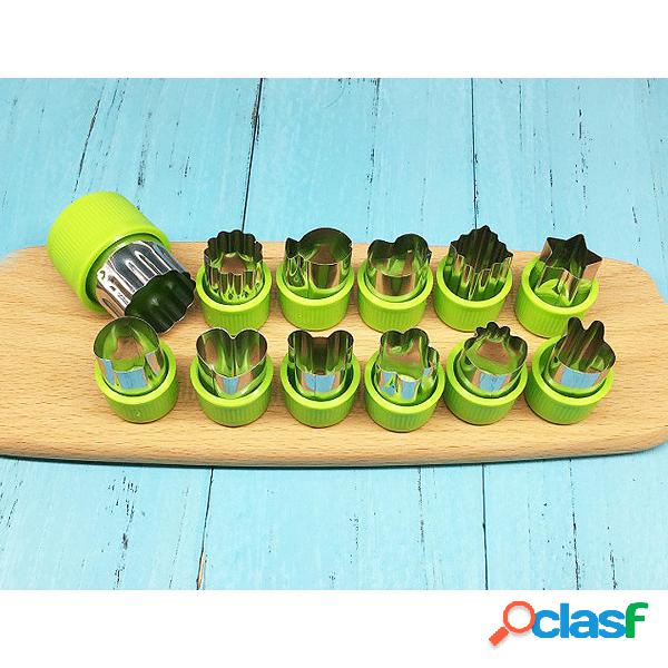 12Pcs/Set Stainless Steel Fruit Vegetable Biscuit Cutters