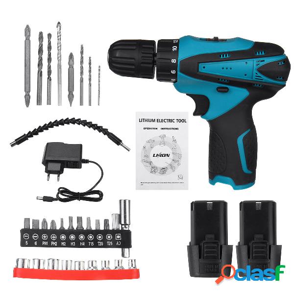 12V Cordless Electric Drill Screwdriver 2 Speeds Impact