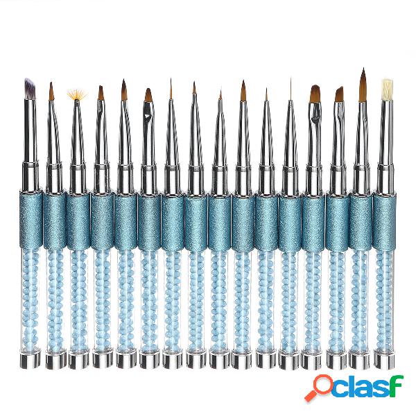 16Pcs Nail Scrub Pen Pearl Nail Pulling Pen Light Therapy