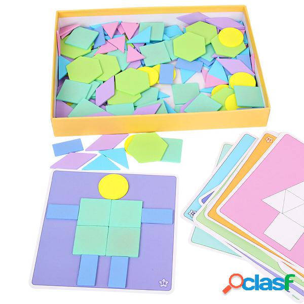 190Pcs/set Creative Shape DIY Wooden Puzzles Geometric Shape