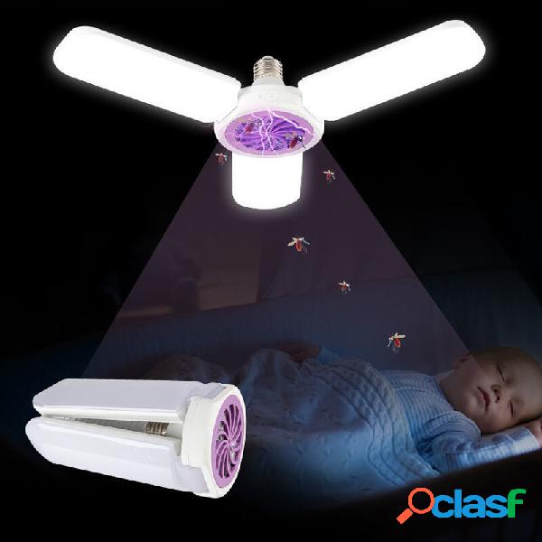 2 IN 1 Foldable LED Mosquito Killer Lamp Mute Violet 3 Leaf