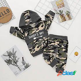 2 Pieces Baby Boys Active Cool Hoodie Pants Cotton Gray Camo