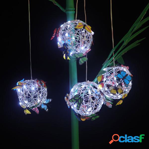 20*Leds Solar Spherical Chandelier With Butterfly Decoration
