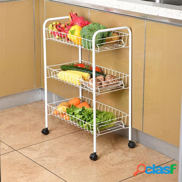 2/3/4/5 Tiers Kitchen Storage Shelf Rolling Trolley Cart