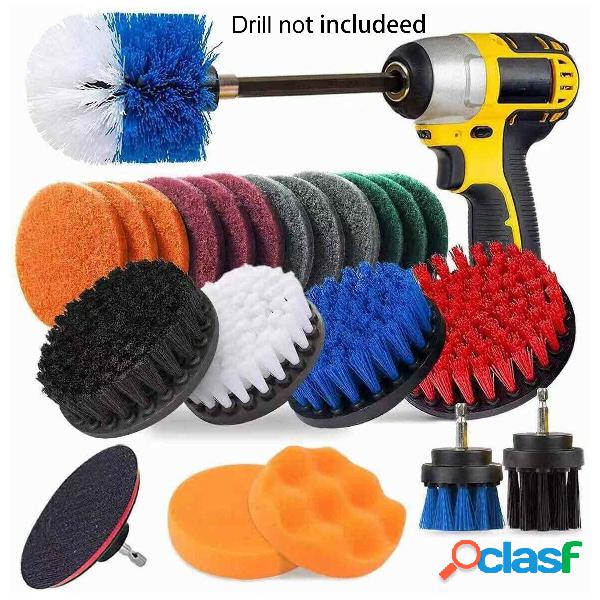 23Pcs Car Clean Drill Brush Attachment Set Scrubber Cleaning