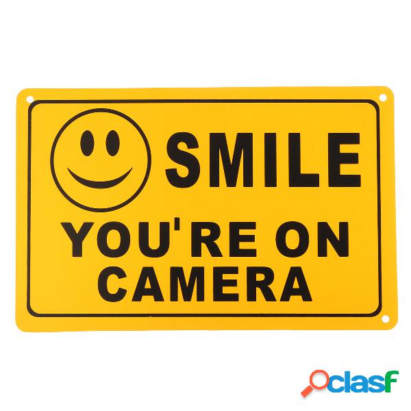 2Pcs SMILE YOURE ON CAMERA Warning Security Yellow Sign CCTV