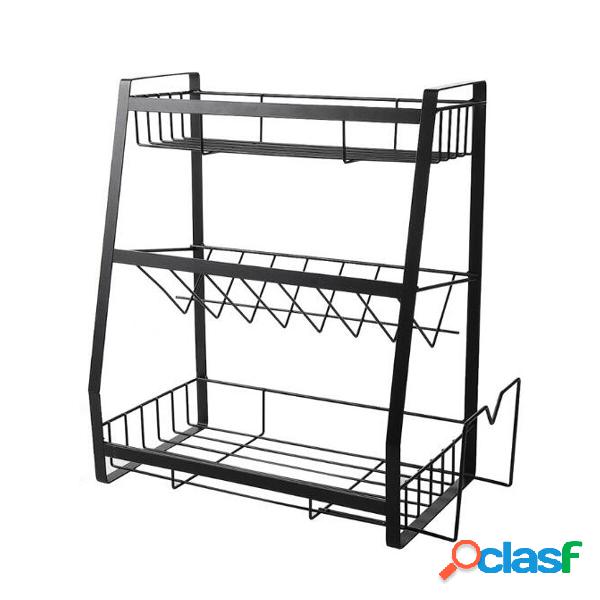 3 Layers Wrought Iron Inclined Spicing Racks Desktop