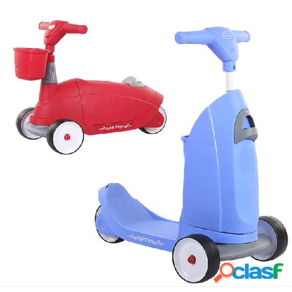 3 Wheeled Scooter w/ Storage Box Seat for Kids 2-in-1