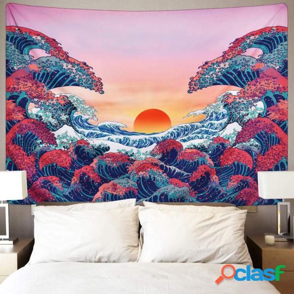 3D Great Wave Sea Wall Hanging Blanket Home Decoration Big