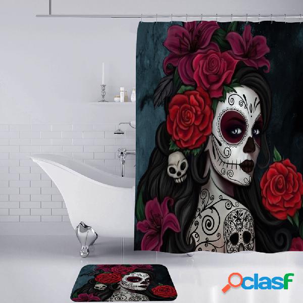 3D Printed Waterproof Polyester Shower Bath Curtain Set of