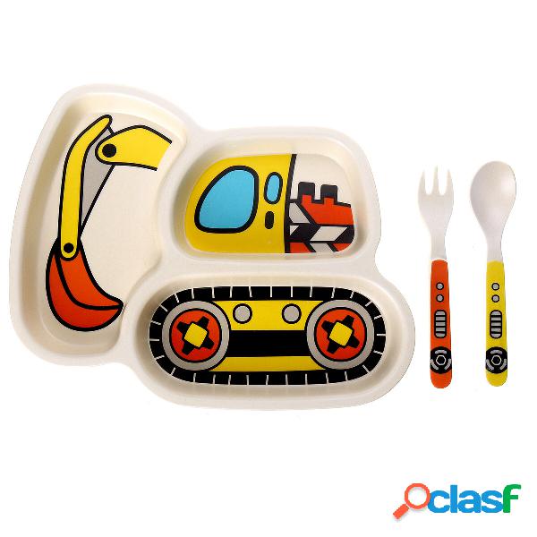3Pcs Children`s Tableware Plate Spoon Fork Set Non-Toxic