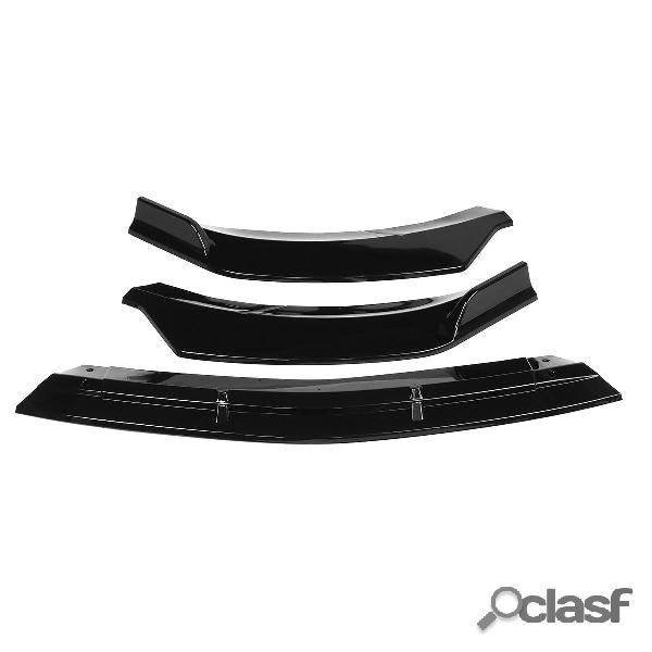 3Pcs Glossy Black Front Bumper Protector Lip Spoiler Covers