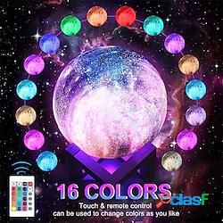 3d galaxy luna lampada 16 colori telecomando led touch luce