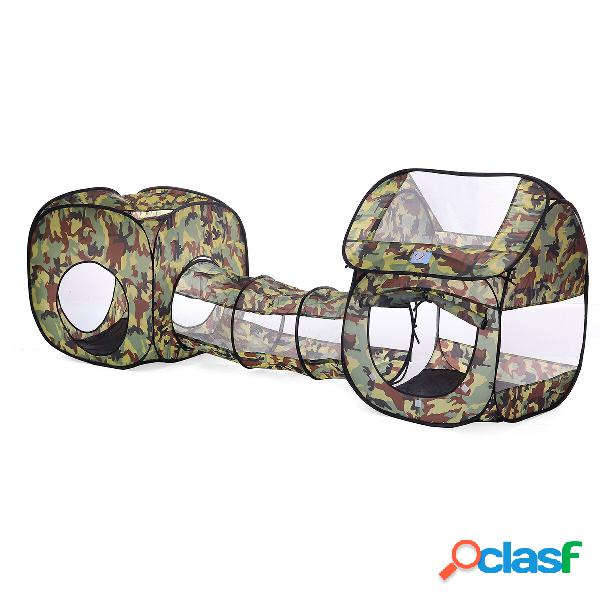 3pcs/Set Kids Play Tent Crawling Tunnel Foldable Camouflage