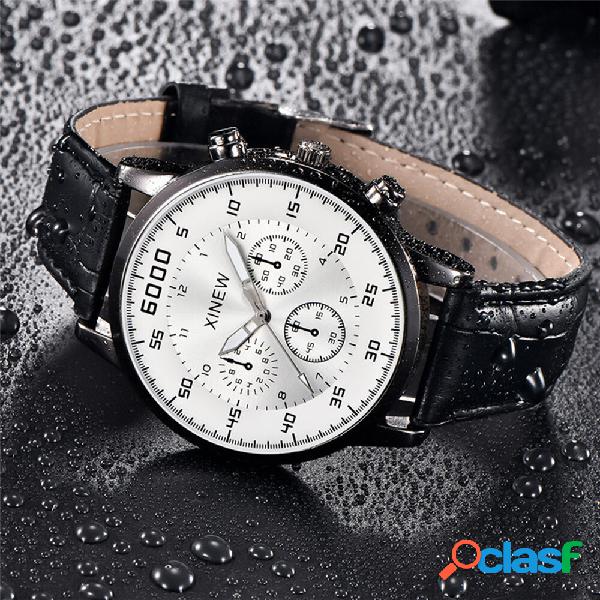 4 Colors Stainless Steel Leather Strap Mens Simple Business