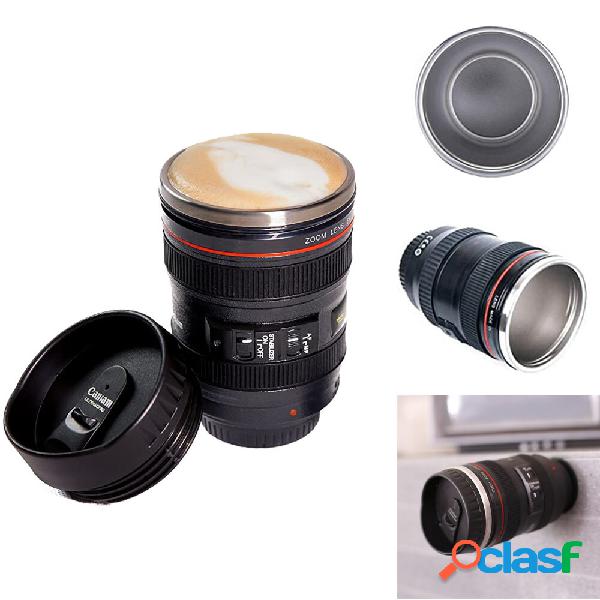 400ML Camera Lens Coffee Mug Stainless Steel Water Cup