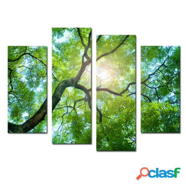 4Pcs Green Tree Canvas Paintings Wall Decorative Print Art
