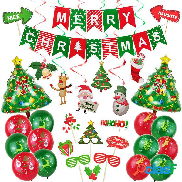 53Pcs Christmas Decorations Set Santa Claus Snowman Bells