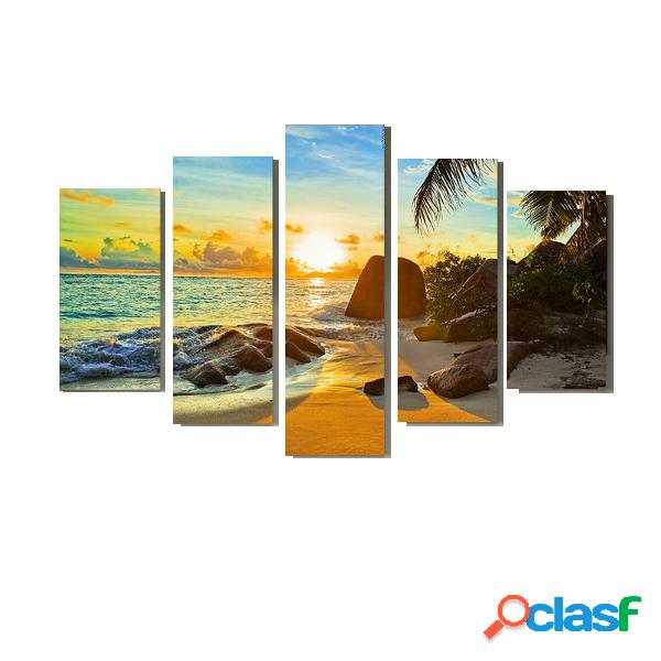 5Pcs Sea Coastal Canvas Print Paintings Wall Decorative