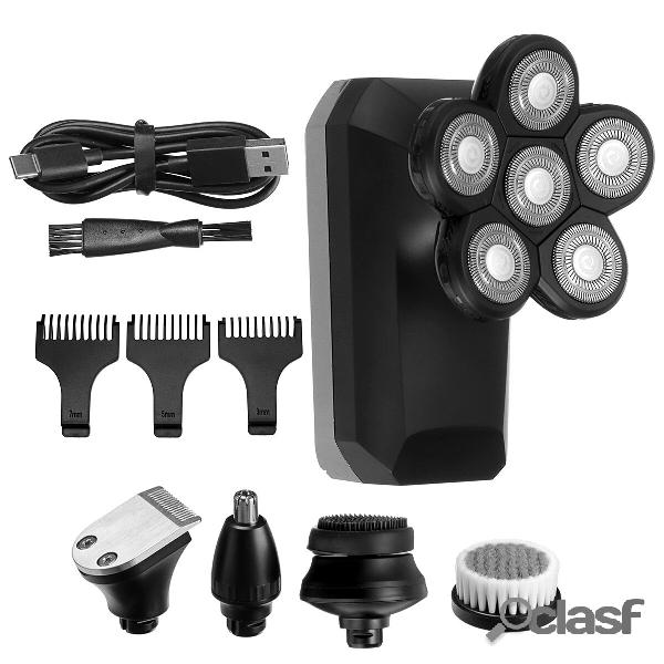 6 IN 1 6D Rotary Electric Shaver LED Display Men IPX7