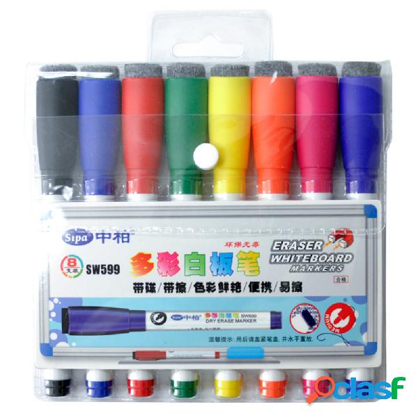 8 Colors 1.5mm Whiteboard Pen Erasable with Magnetic and