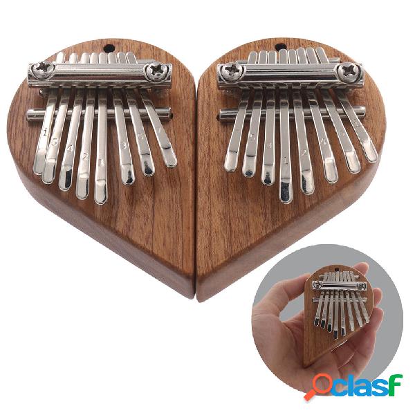 8 Tone Mini Kalimba Mini Love Heart Shape Thumb Piano Wood +