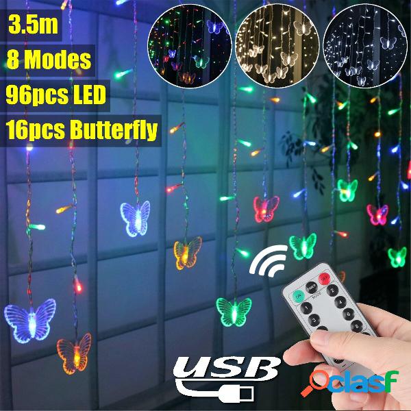 96 LED Butterfly Curtain Lights 8 Modes Fairy Lights String
