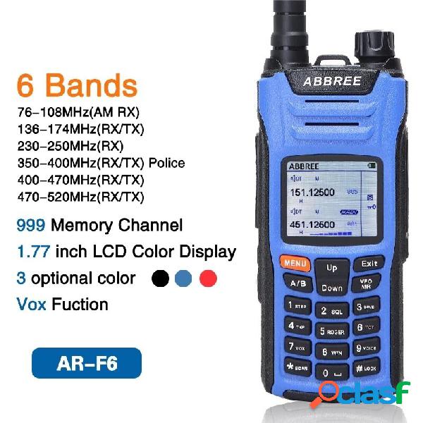 ABBREE AR-F6 Walkie Talkie Six 6 Bands Police Band LCD Color
