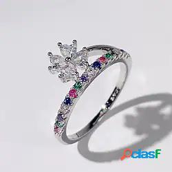 Anello Feste Classico Argento Rame Forma di fiore Moda