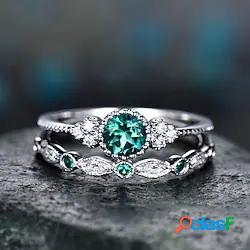 Anello Feste Classico Verde Viola Rosa Lega Moda Elegante 1