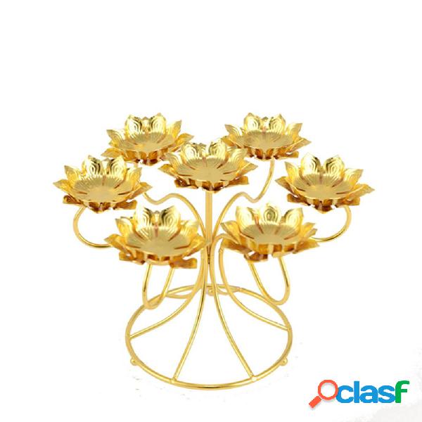 Assembled Lotus Style Stainless Steel Seven Star Butter Lamp