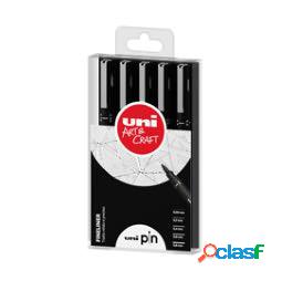 Astuccio Pin fineliner - nero - Uni Mitsubishi - conf. 5