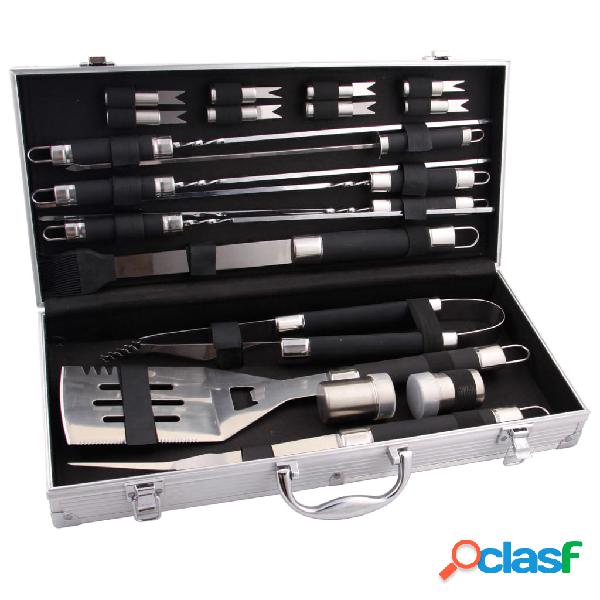 BBGRILL Set di Utensili per Barbecue 20pz in Acciaio