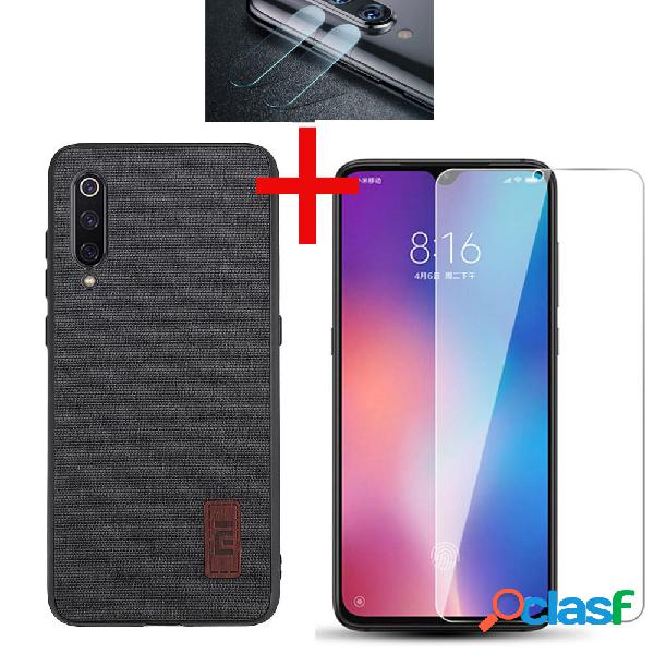 Bakeey Fabric Splice Soft Edge Protective Case+Tempered