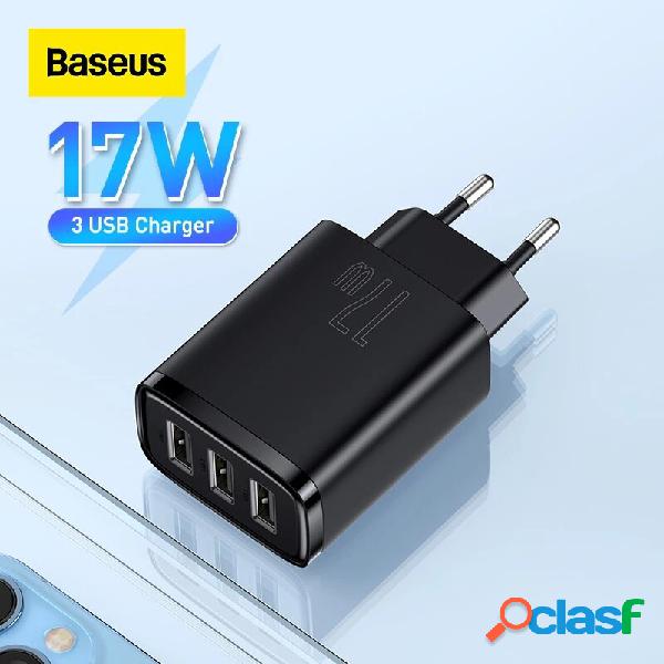 Baseus 17W 3-Port USB Charger Travel Wall Charger Adapter
