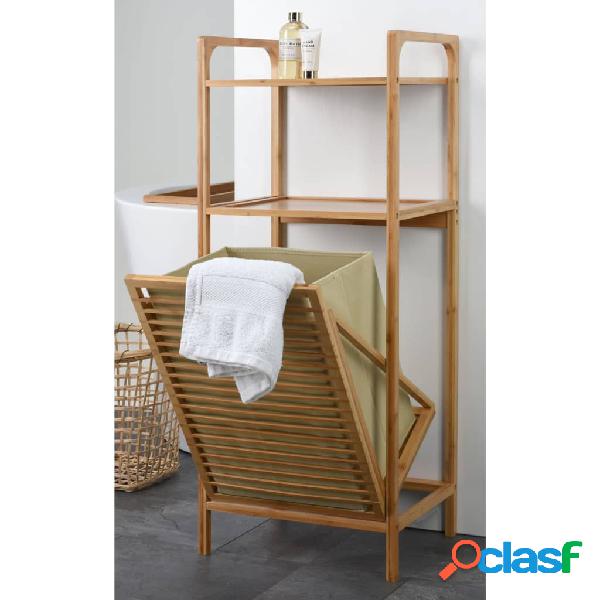Bathroom Solutions Scaffale con 2 Ripiani e Cesto in Bambù