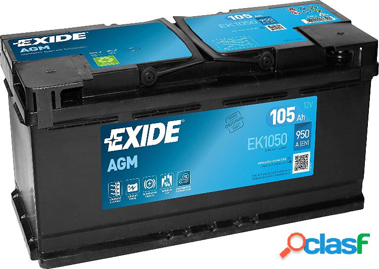 Batteria Exide 105ah Agm 950A Start Stop 12V EK1050